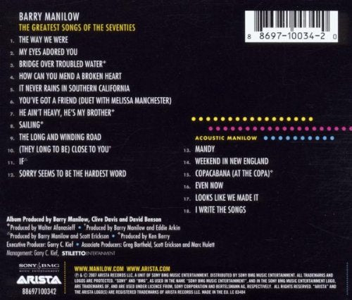 BARRY MANILOW THE GREATEST SONGS OF THE SEVENTIES - CD