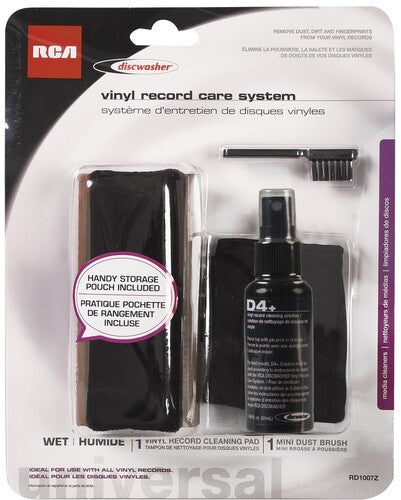 Discwasher RD1007Z D4+ Record Care System - Fluid, Brush & Storage Bag (Black & Brown) - VINYL CLEANING